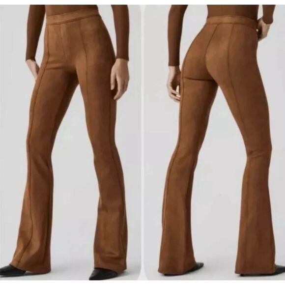 SPANX Faux Suede Flare Pant Camel Brown Sz XS {G18} - Picture 2 of 7